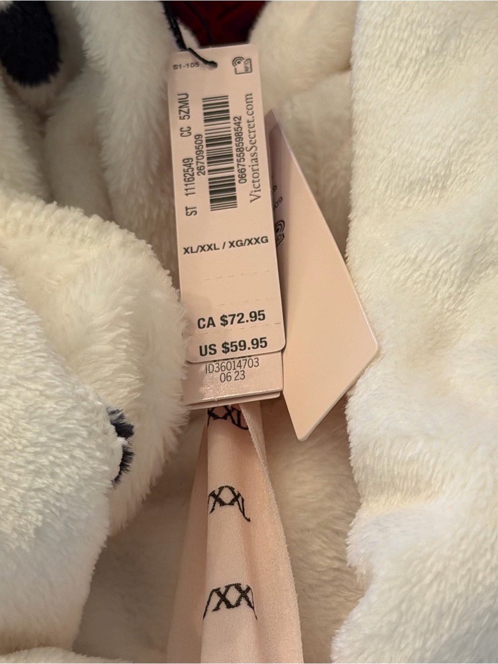 NWT Victoria's Secret White Plush Robe with Black Polka Dots Sz XL-XXL - Picture 2 of 3